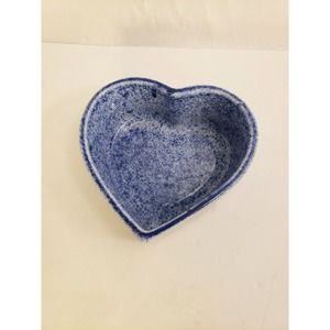 Coche Stoneware 5 1/2" Blue Heart Shaped Oven Safe Bakeware Made In Portugal